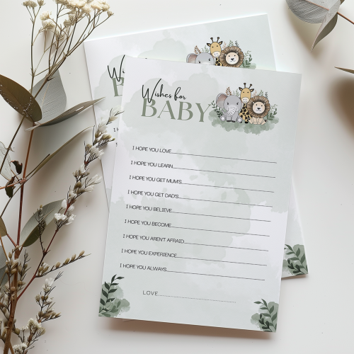 Safari Theme Wishes for Baby Game Cards