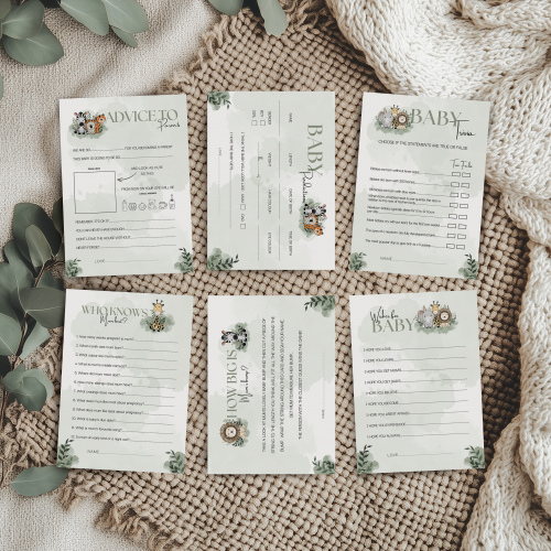 Safari Theme Baby Shower Games Collection