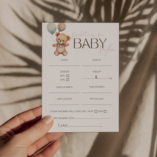 Personalised Teddy Bear Baby Predictions Game Cards - Image 2