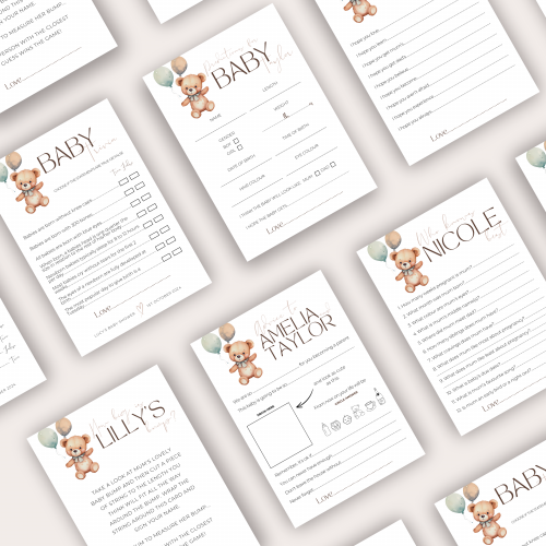 Personalised Teddy Bear Baby Shower Games Collection - Image 8