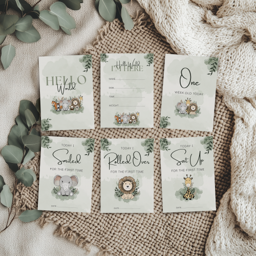 Safari Theme Baby Milestone Cards