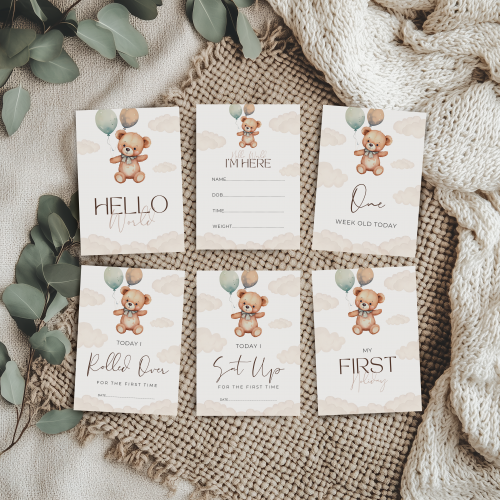 Teddy Bear Theme Baby Milestone Cards