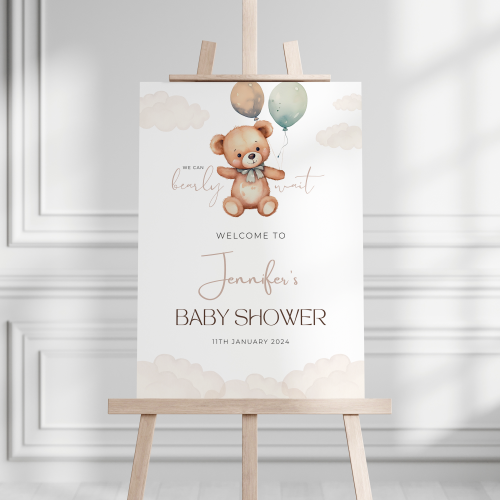 Teddy Bear Baby Shower Welcome Sign (personalised)