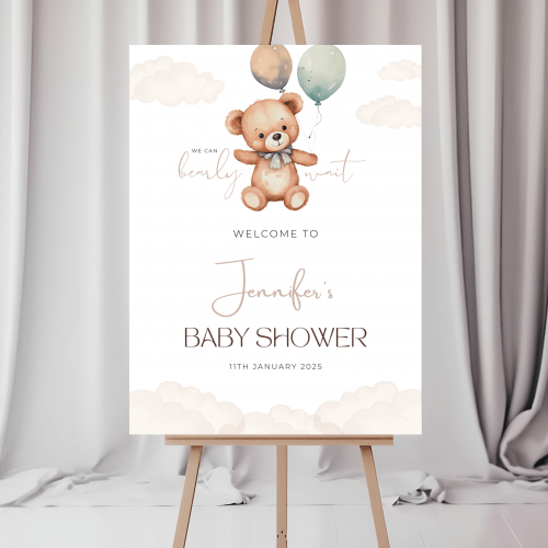 Teddy Bear Baby Shower Welcome Sign (personalised) - Image 3