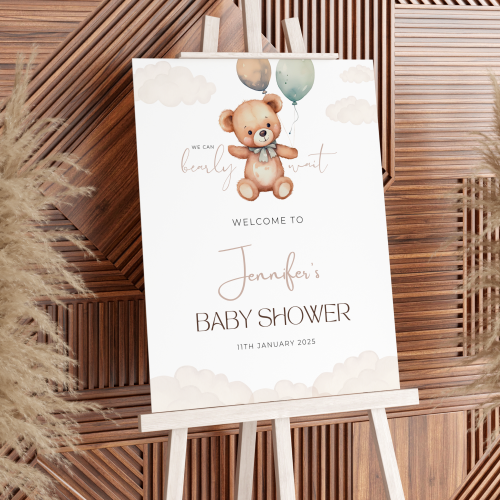 Teddy Bear Baby Shower Welcome Sign (personalised) - Image 4