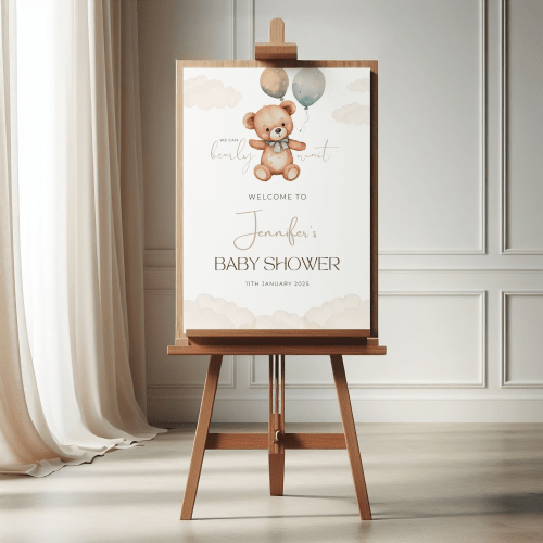 Teddy Bear Baby Shower Welcome Sign (personalised) - Image 2